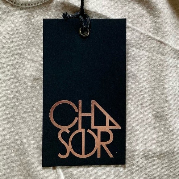 NEW Chaser Jersey Ruffle Open Shoulder Hi Lo Shirttail Tee in Tan Gray Size M - Picture 8 of 13